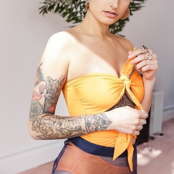 MARYAM NASSIR ZADEH DEIA FRONT TIE ONE PIECE in Orange - Picture 3 of 13